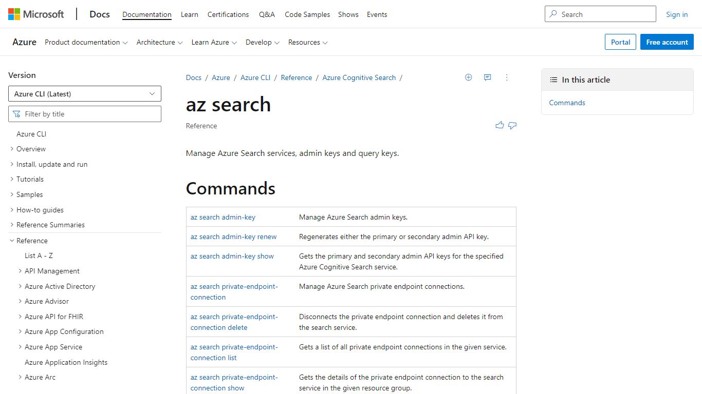 az search | Microsoft Docs
