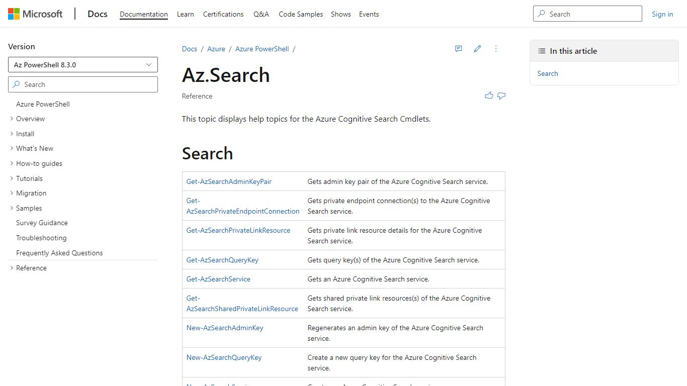Az.Search Module | Microsoft Docs